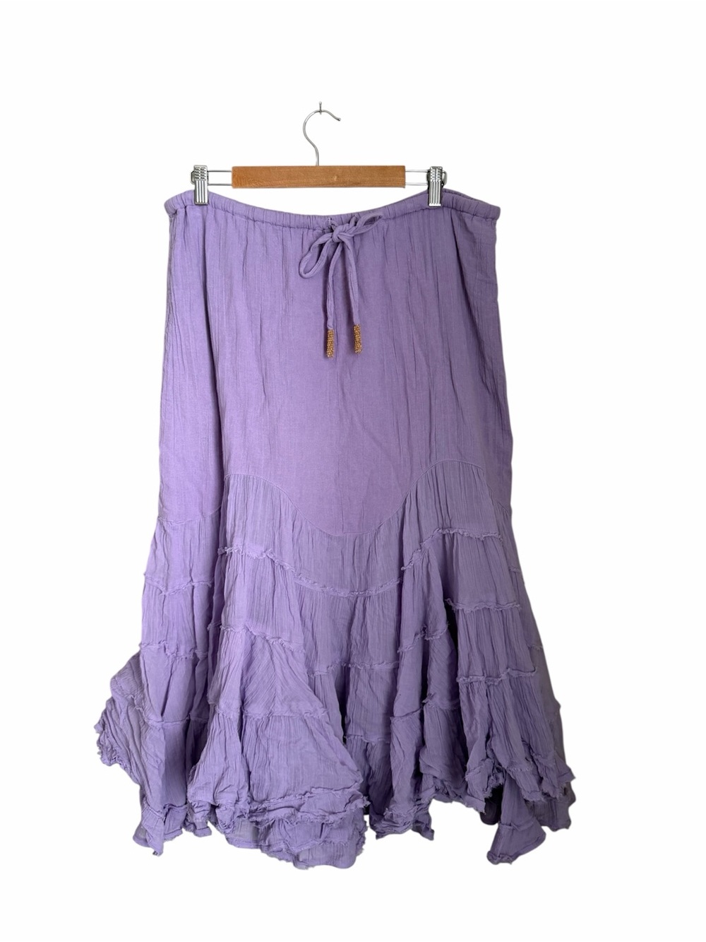 Free People Lavender Crinkled Tiered Maxi Skirt
